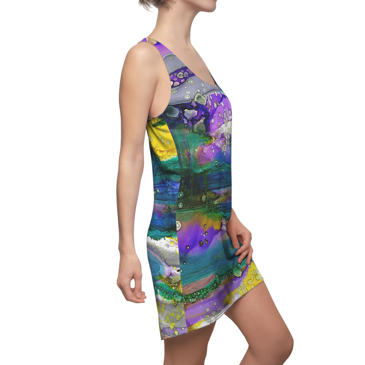 Colorful Dress Racerback Mini Tank Sexy Above the Knee Unique Original Art Womens Clothing Artsy Designer Fashion