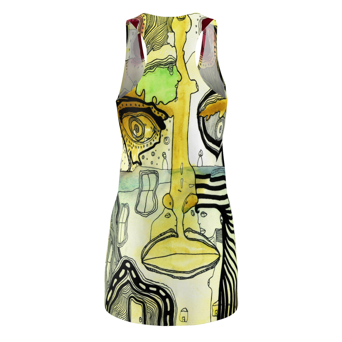 &quot;Half Full&quot; Trippy Racerback Mini Dress Maximalist Fashion