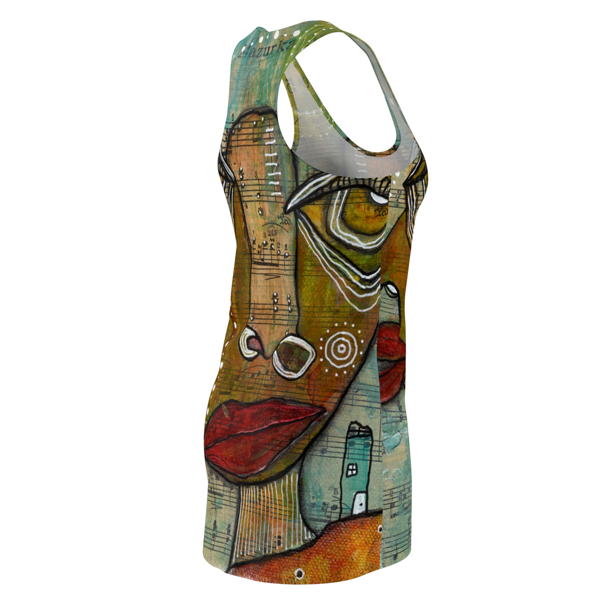 Crazy Mini Racerback Dress Unique Above the Knee Neutral Trippy Face Original Art Fashion Womens Dresses Clothing Bizarre Weird Tank Dress