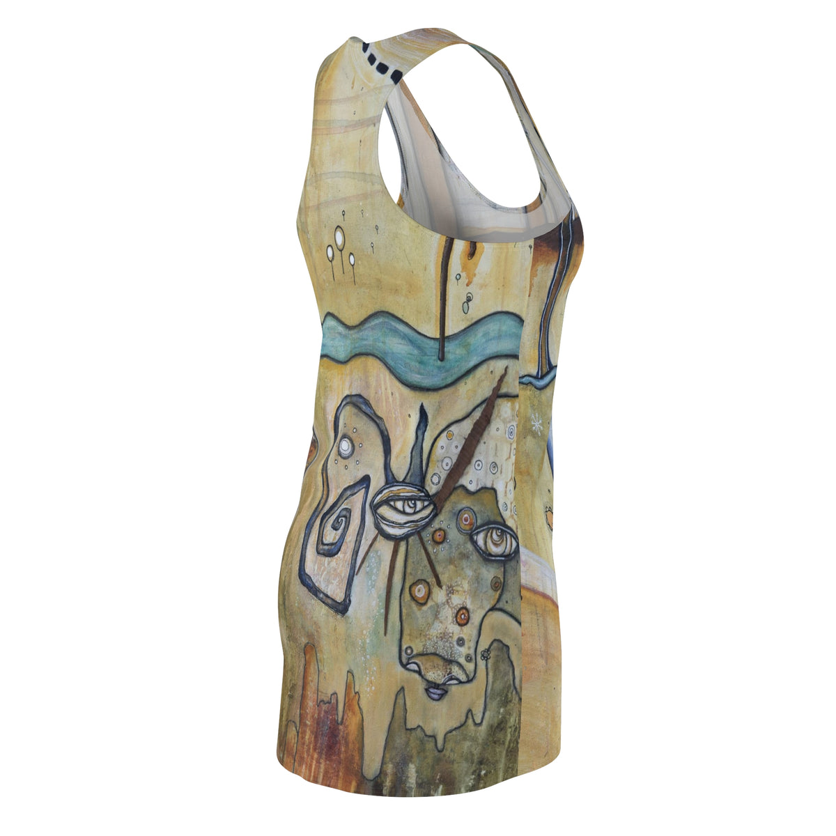 &quot;The Portal&quot; Neutral Maximalist Mini Racerback Above the Knee Tank Dress