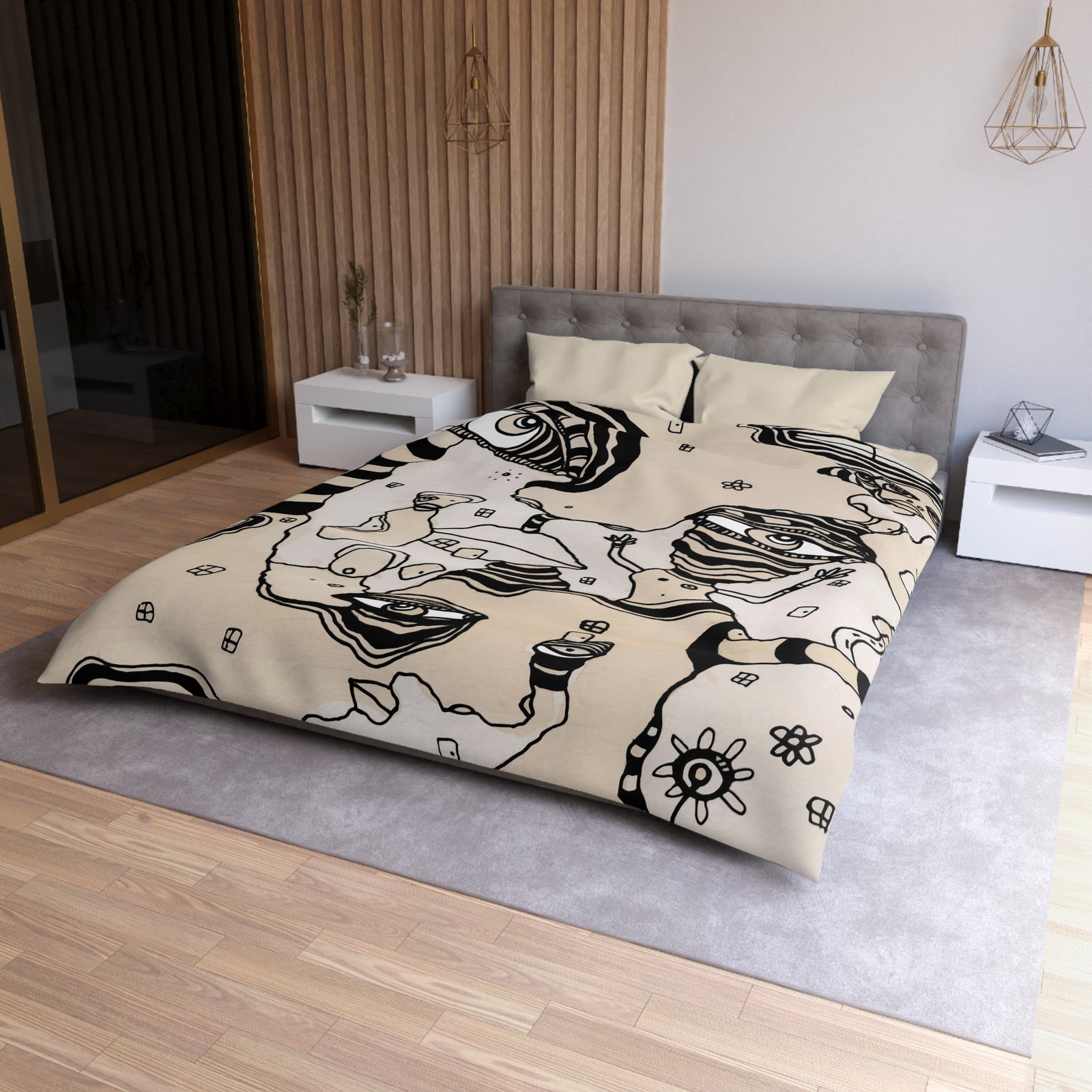 Duvet Cover 'Stained01' — front view on bed