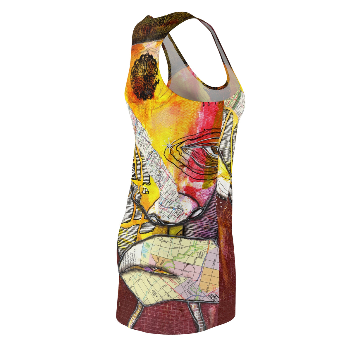 Crazy Mini Racerback Dress Unique Above the Knee Colorful Trippy Face Original Art Fashion Womens Dresses Clothing Bizarre Weird Tank Dress
