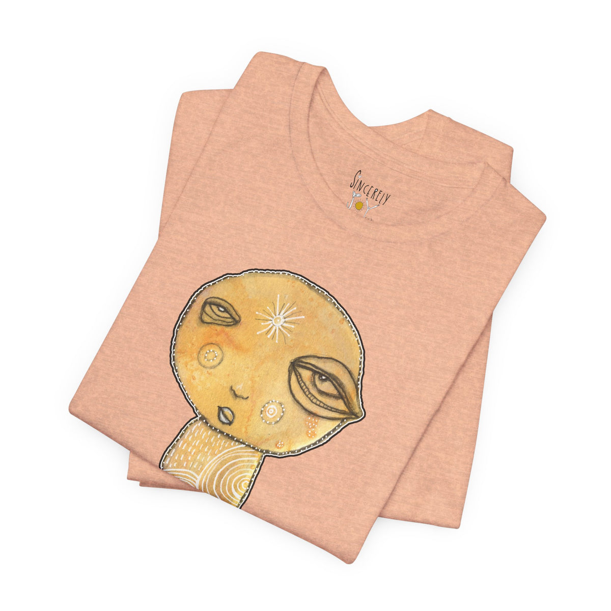 Sensitive Creature. Handle with Care t-shirt by C.Cambrea, front view on model