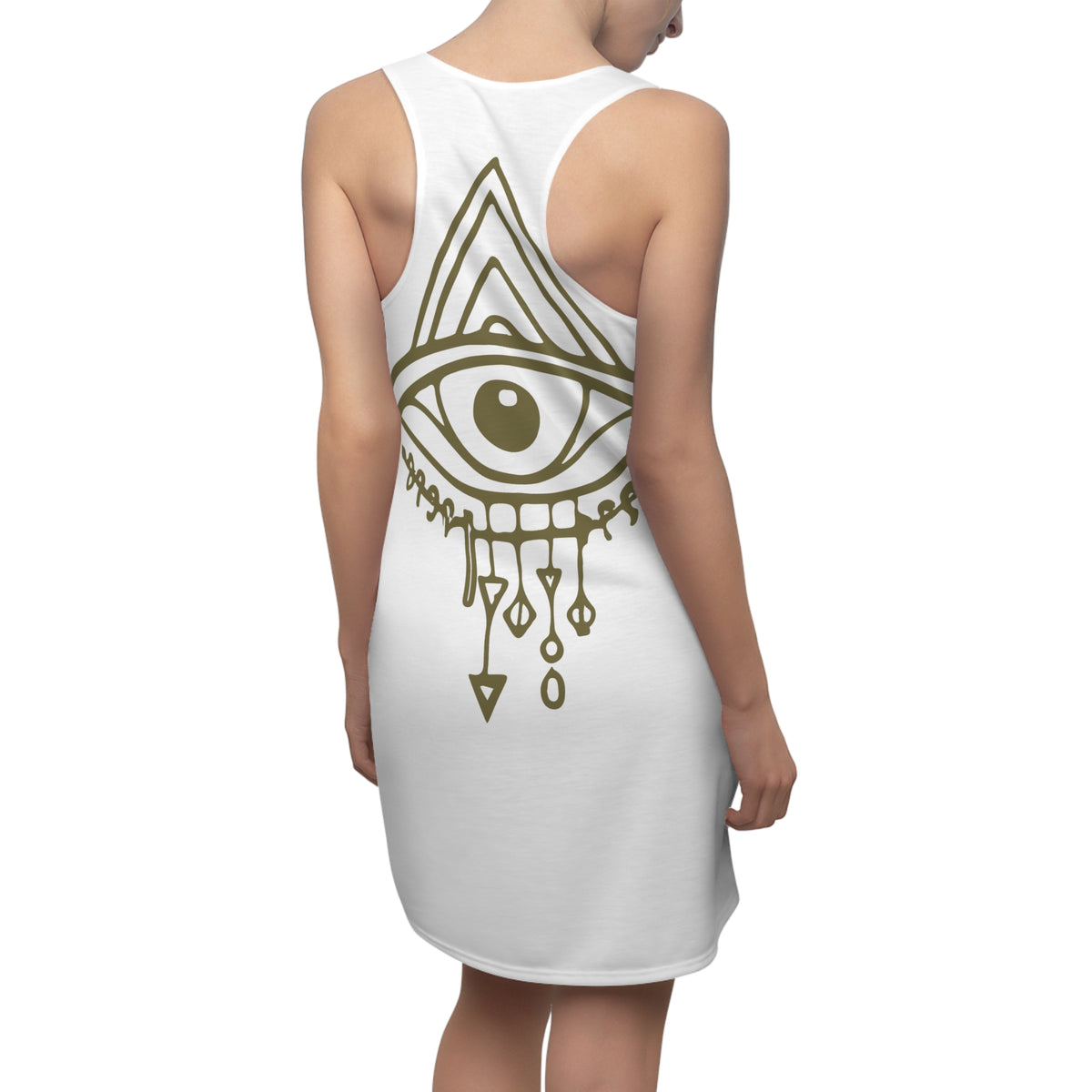 Dreamcatcher Boho Mini Racerback Tank Dress Mystical Evil Eye Third Eye Design