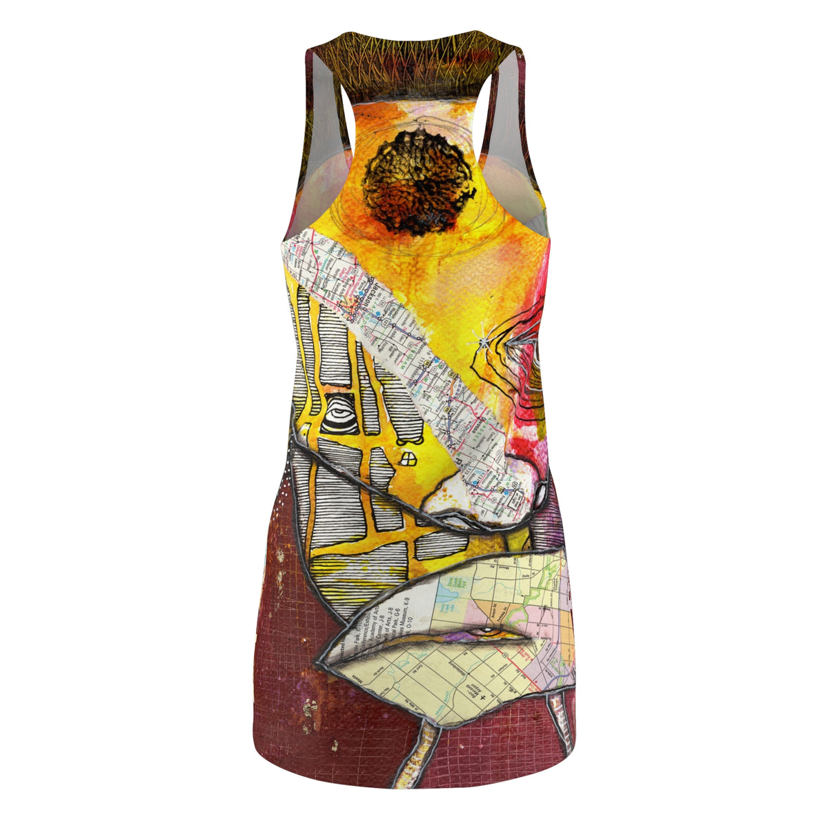 Crazy Mini Racerback Dress Unique Above the Knee Colorful Trippy Face Original Art Fashion Womens Dresses Clothing Bizarre Weird Tank Dress