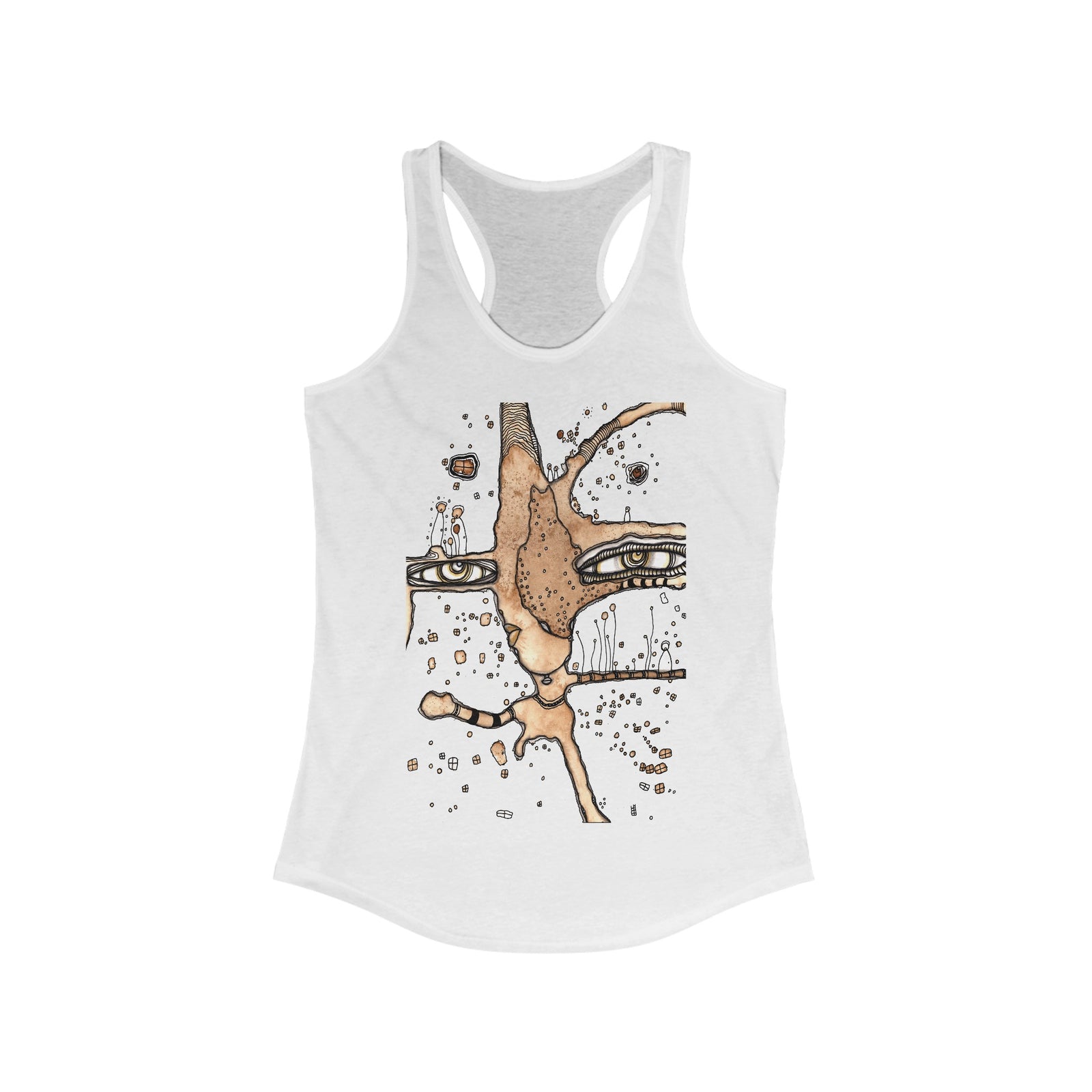 "Take a Leap" Women's Racerback Tank Original Coffee Stained Art by CCambrea
