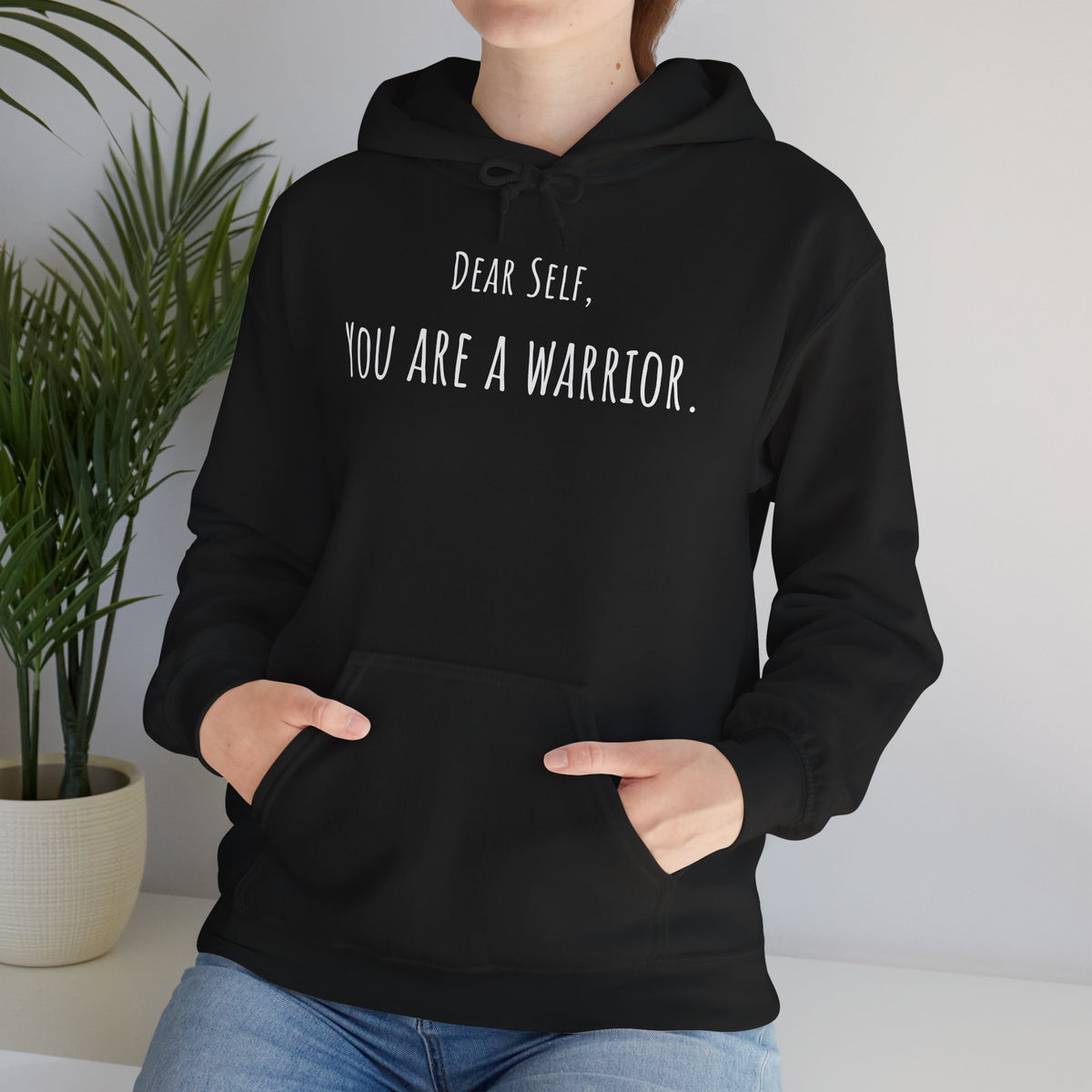Dear Self, You Are a Warrior hoodie by C.Cambrea, flat lay