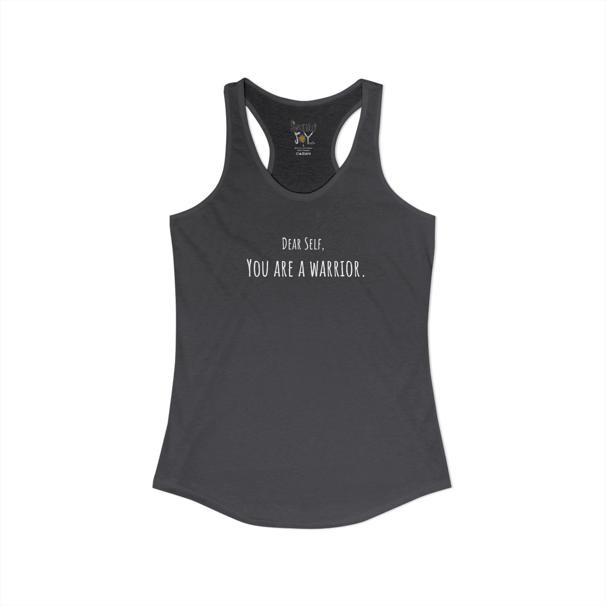 Dear Self You Are A Warrior racerback tank by C.Cambrea, size and fit reference chart
