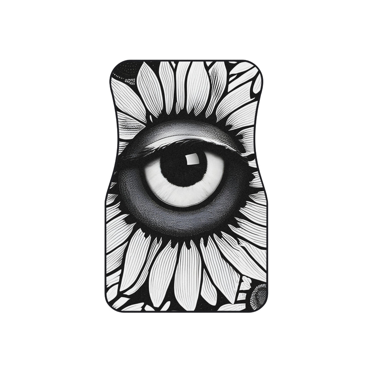Car Floor Mats Set of 4 Black and White Original Art Sunflower Eyes Vehicle Accessories