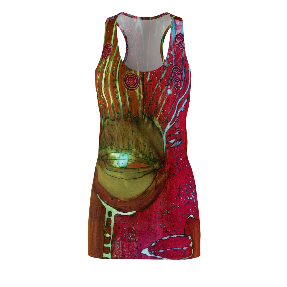 &quot;Garden&quot; Colorful Maximalist Mini Racerback Tank Dress Original Abstract Art