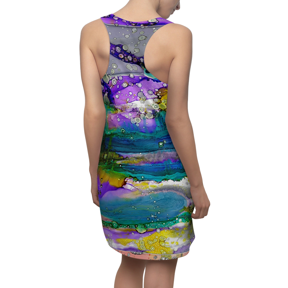 Colorful Dress Racerback Mini Tank Sexy Above the Knee Unique Original Art Womens Clothing Artsy Designer Fashion