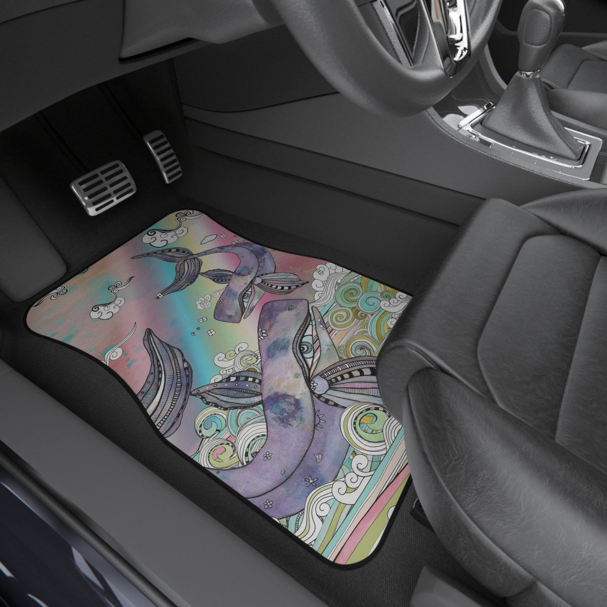 &quot;Plum Purple Whales&quot;  Set of 4 Ocean Beach Theme Sea Creatures Car Mats