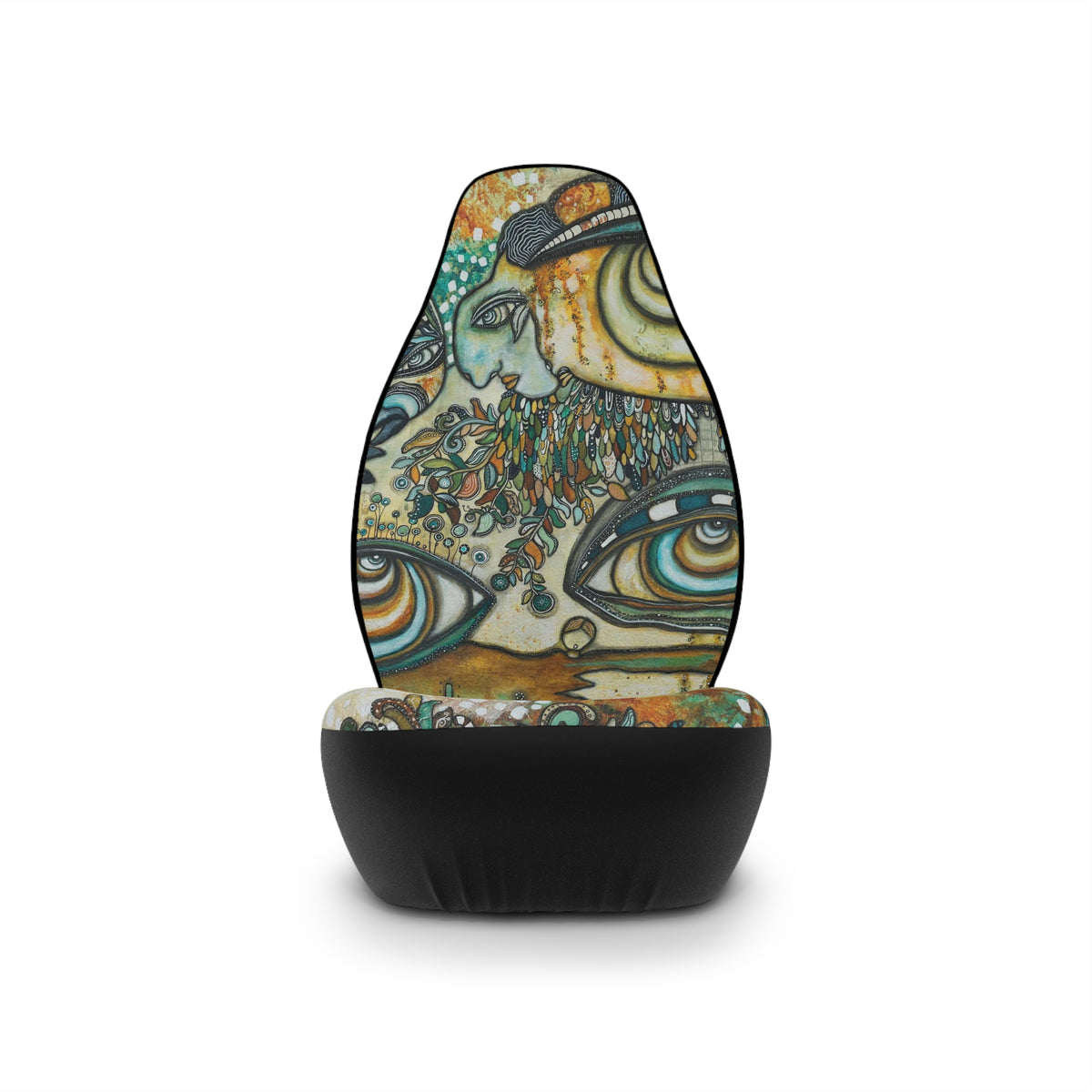 &quot;Love Bird Garden&quot; Original Art Hippie Car Seat Covers Big Eyes Face on Car SUV Vehicle Seat Covers