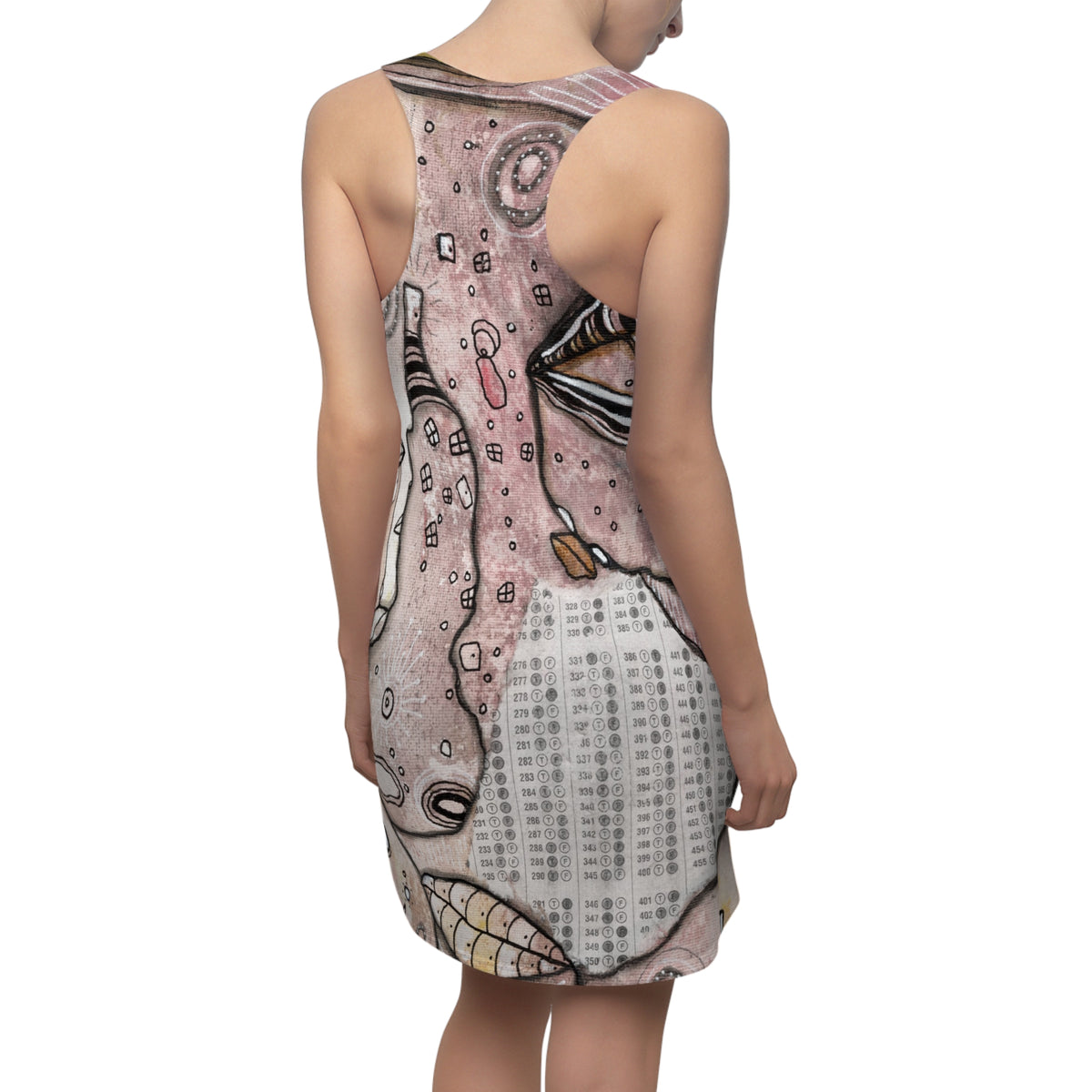 Crazy Art Dress Racerback Mini Tank Sexy Above the Knee Unique Original Artwork Womens Clothing Artsy Designer Fashion