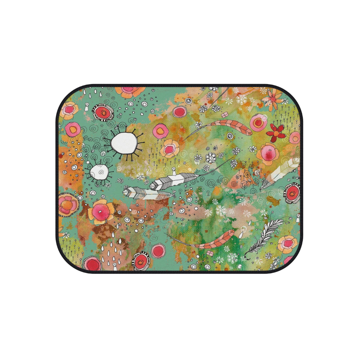 &quot;Feathers, Flowers, Showers&quot; Boho Set of 4 Car Mats