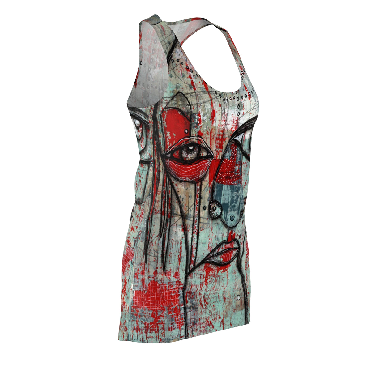 &quot;Her Close-Up&quot; Dark Goth Rocker Maximalist Fashion Racerback Mini Dress