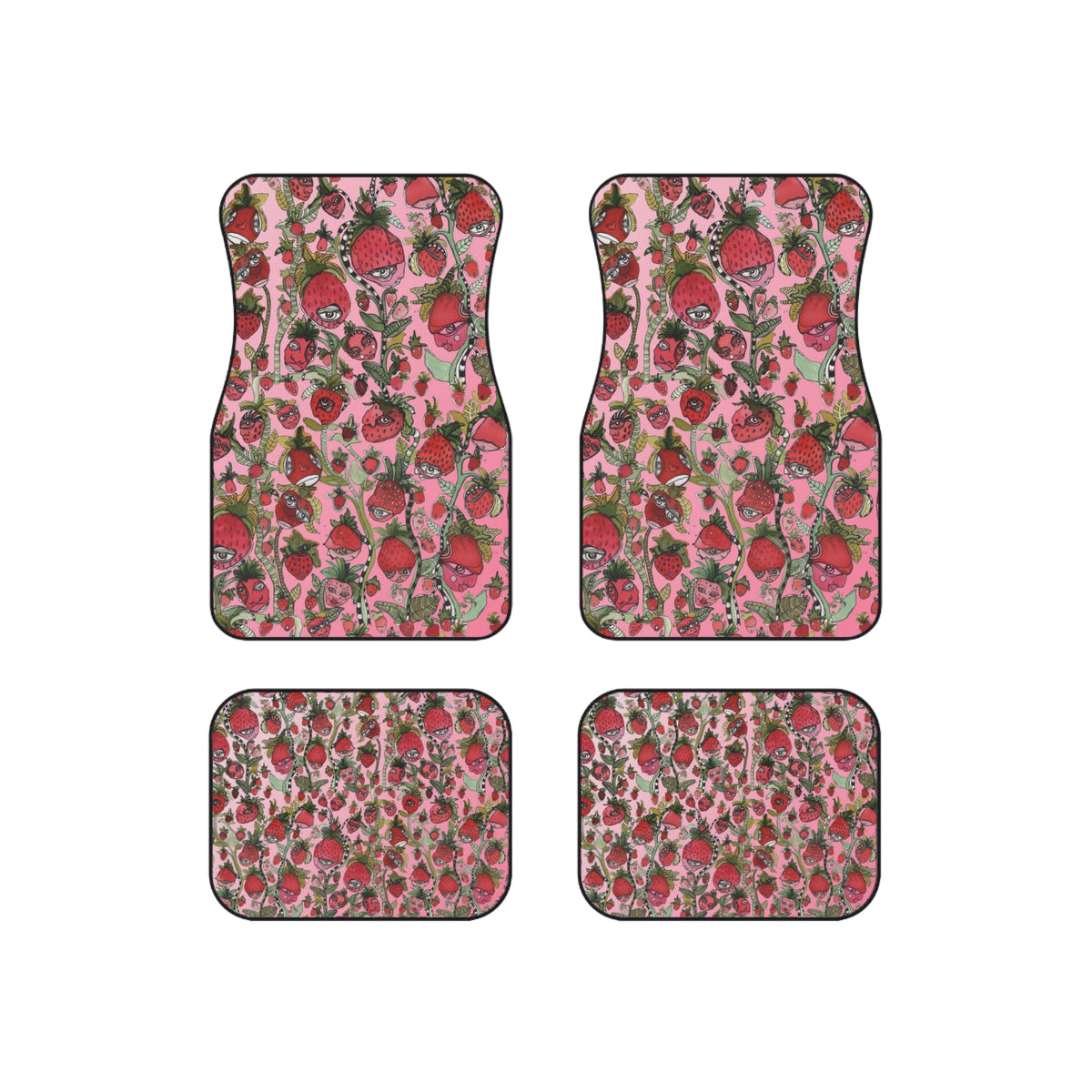 &quot;Strawberry Friends&quot; Car Mats Set of 4 Fruit Theme