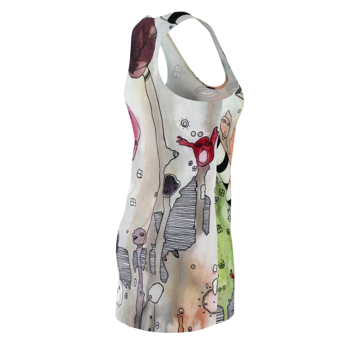 &quot;a female hello&quot; Unique Racerback Mini Above the Knee Tank Dress with Original Artwork