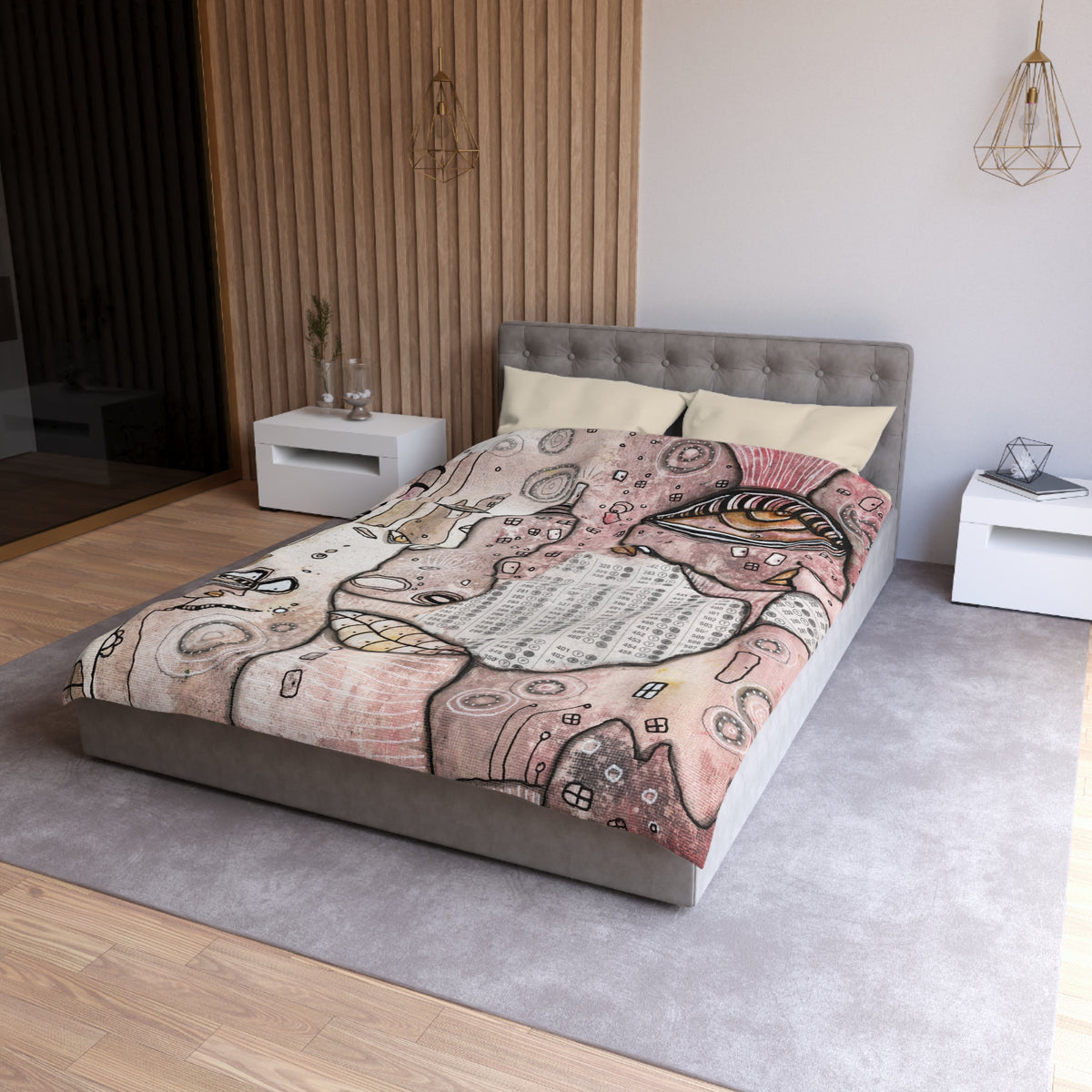 Duvet Cover 'Scantron Collage' — corner tie detail