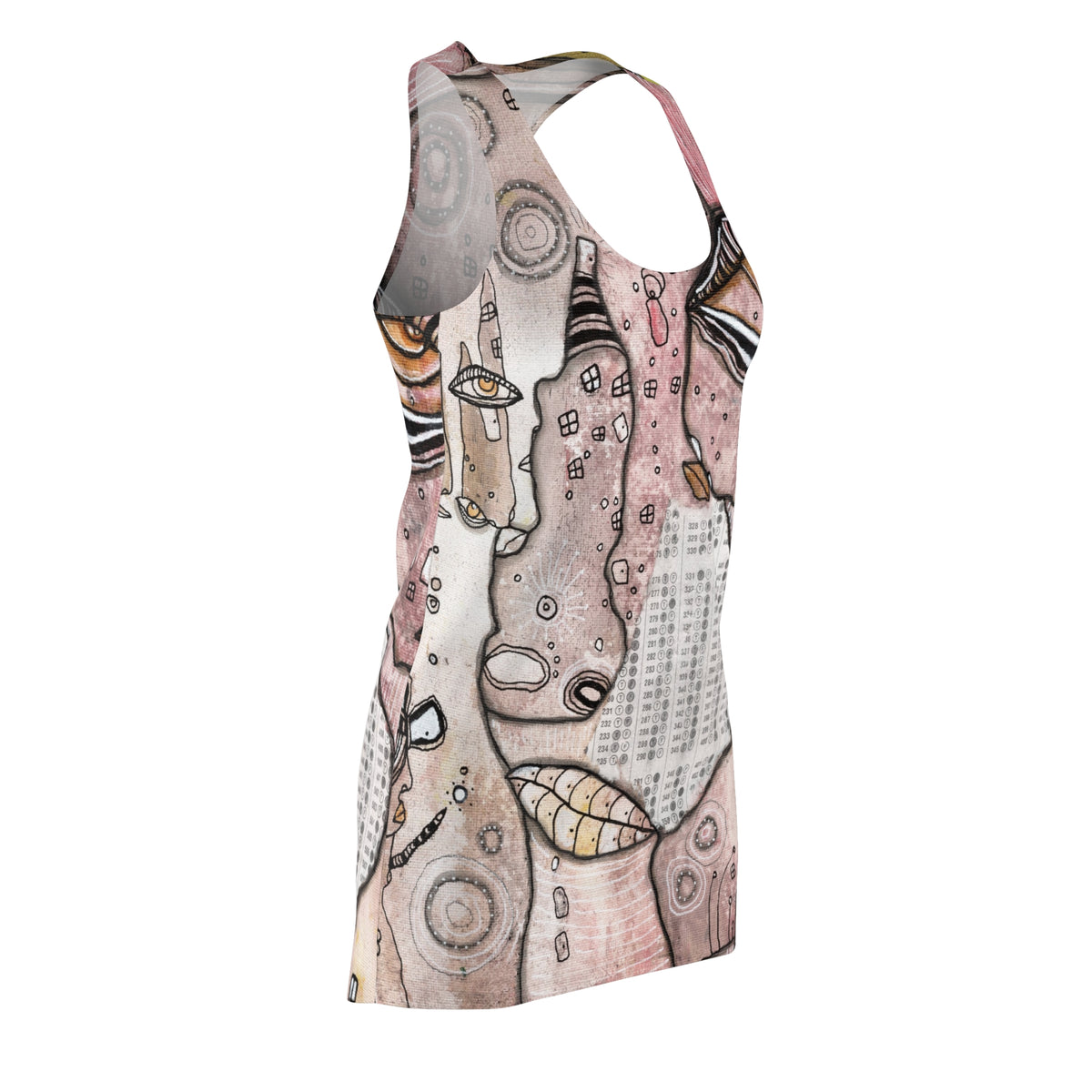 Crazy Art Dress Racerback Mini Tank Sexy Above the Knee Unique Original Artwork Womens Clothing Artsy Designer Fashion