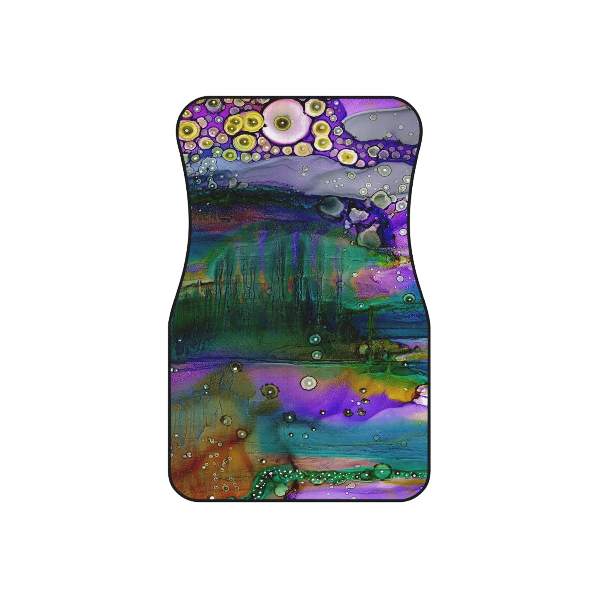 &quot;Purple Mountain&quot; Colorful Abstract Set of 4 Watercolor Car Mats