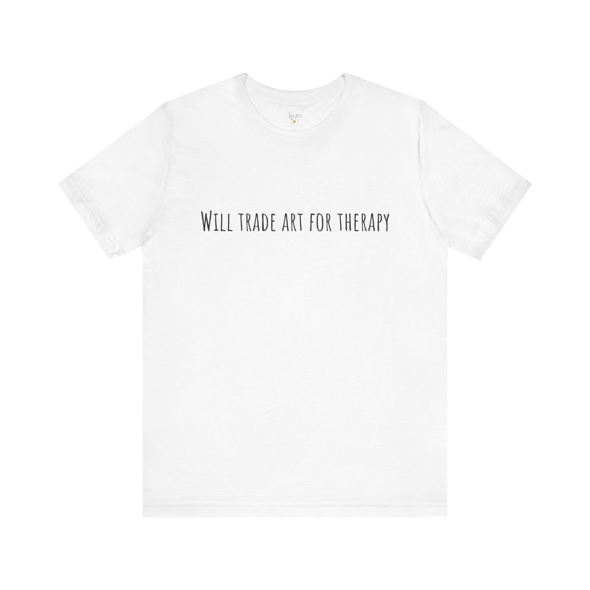 Will Trade Art For Therapy t-shirt by C.Cambrea, back view on model