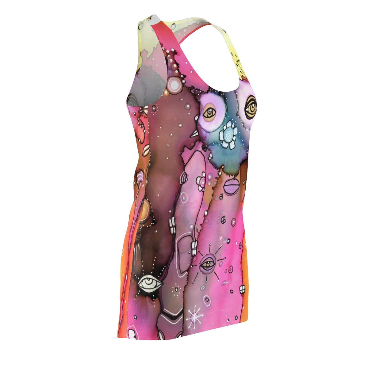 Colorful Mini Tank Dress Racerback Original Maximalist Design Art | Sexy Above the Knee | Unique Fun Womens Clothing Artsy Designer Fashion