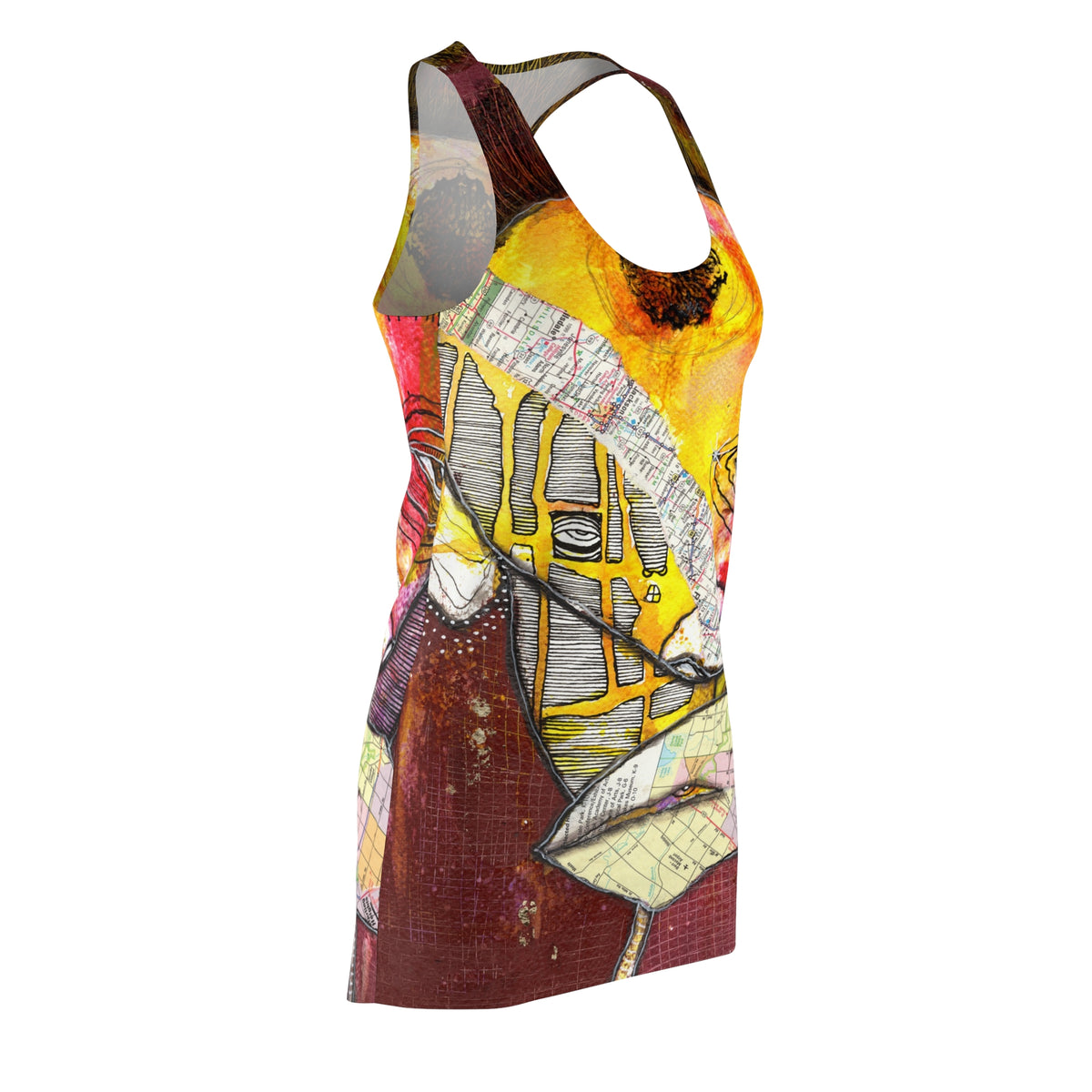 Crazy Mini Racerback Dress Unique Above the Knee Colorful Trippy Face Original Art Fashion Womens Dresses Clothing Bizarre Weird Tank Dress