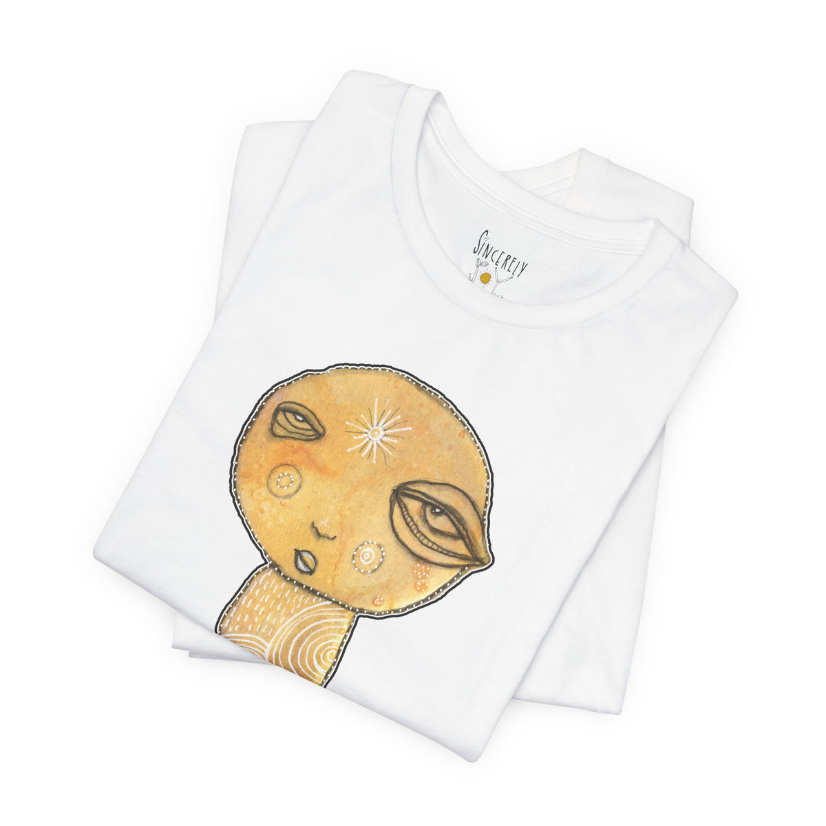 Sensitive Creature. Handle with Care t-shirt by C.Cambrea, fabric and stitching detail