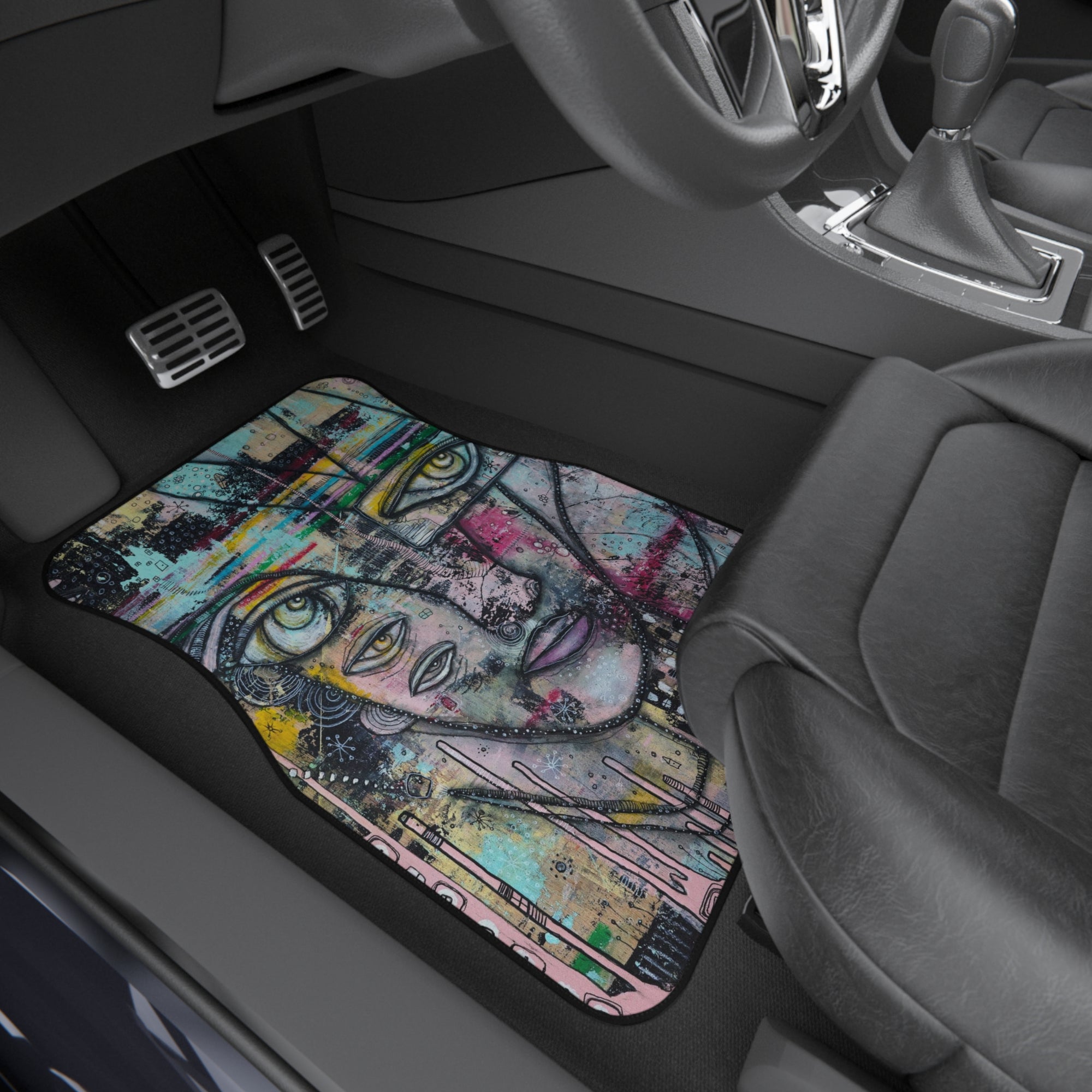 "I Can Hear You" Set of 4 Car Floor Mats Original Maximalist Artwork