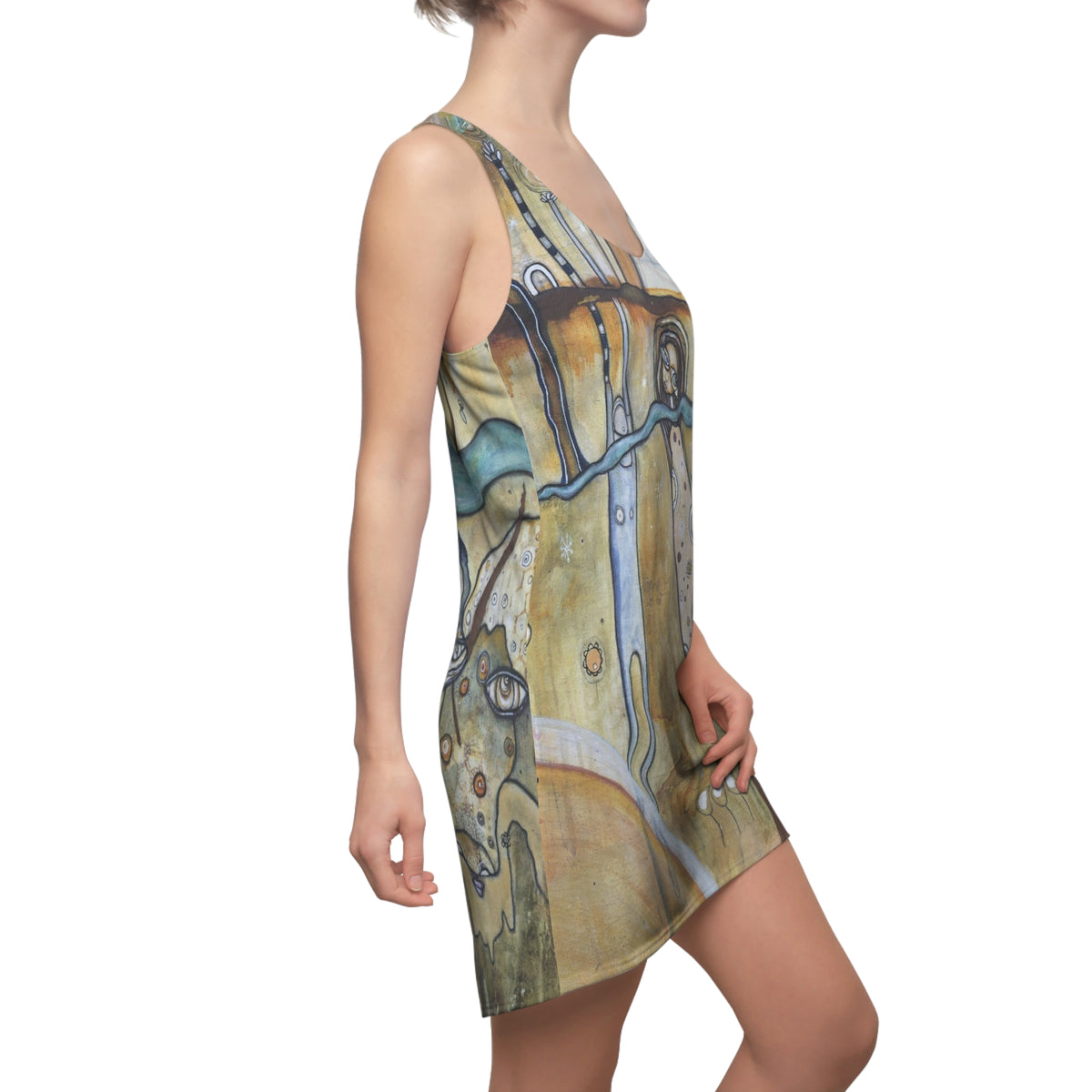 &quot;The Portal&quot; Neutral Maximalist Mini Racerback Above the Knee Tank Dress