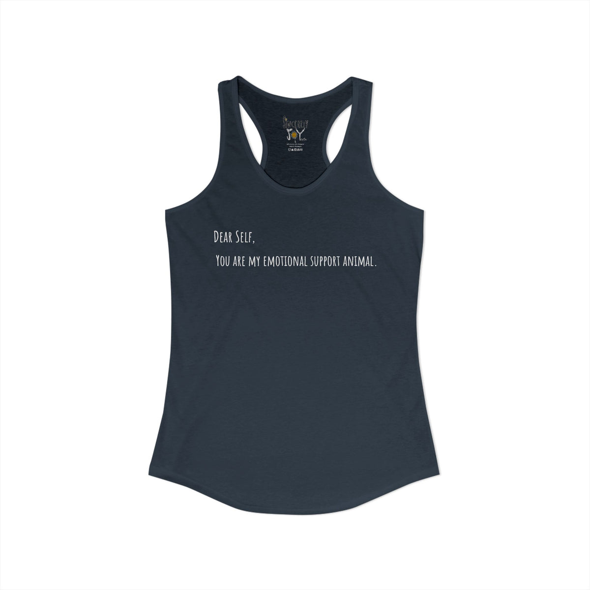 Dear Self Emotional Support Animal racerback tank by C.Cambrea, flat lay
