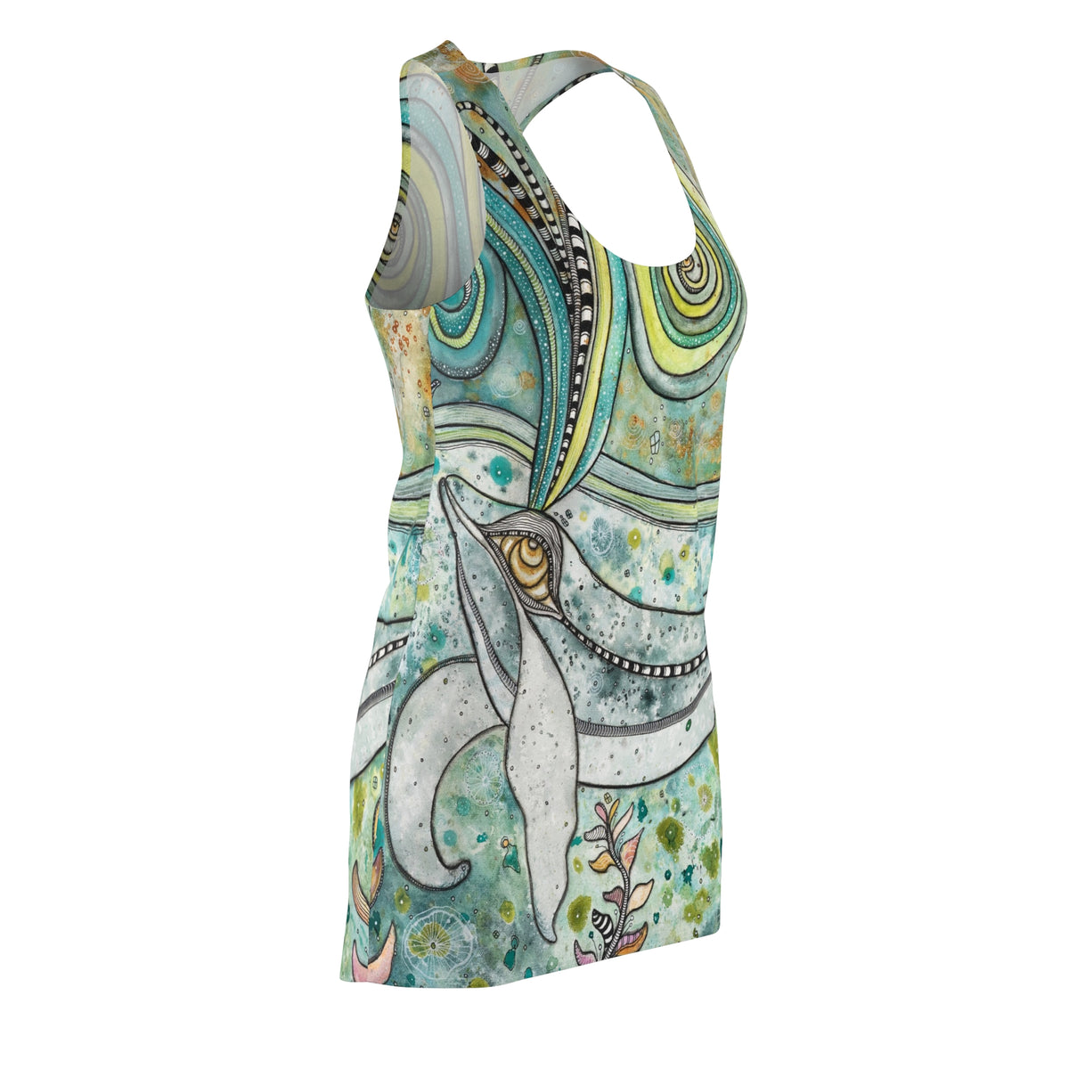 Whale Mini Tank Dress Racerback Original Animal Print Design | Ocean Creature Art | Sexy Above the Knee | Unique Fun Womens Artsy Clothing