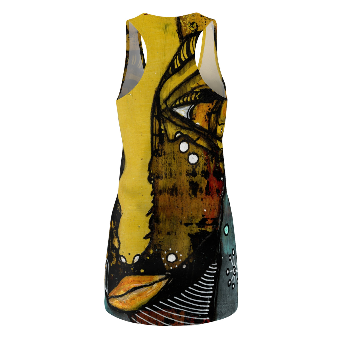 Crazy Mini Racerback Dress Unique Above the Knee Colorful Trippy Face Original Art Fashion Womens Dresses Clothing Bizarre Weird Tank Dress