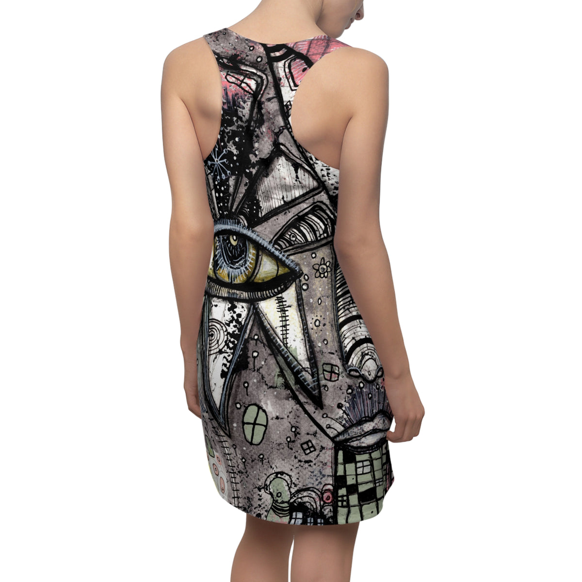 &quot;Written in the Stars 02&quot; Dark Goth Rocker Maximalist Fashion Racerback Mini Dress