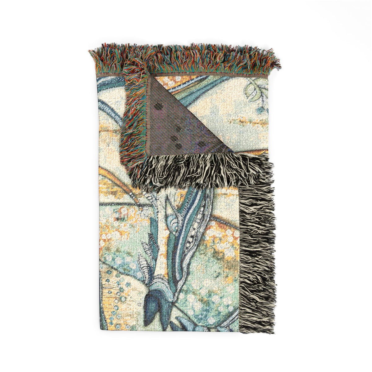 Woven Blanket with Abstract Face Eye Garden Artwork | Floral Painting for Living Room Sofa, Couch Throws, Bed Covers. Soft snuggles