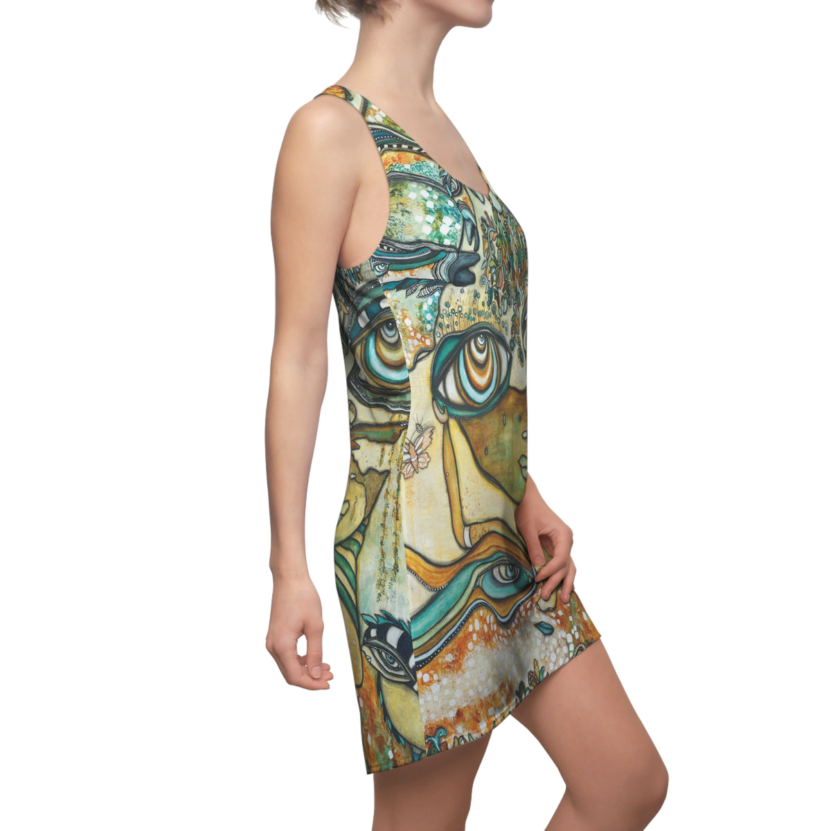 &quot;Love Bird Garden&quot; Mini Boho Racerback Dress Unique Bohemian Fashion