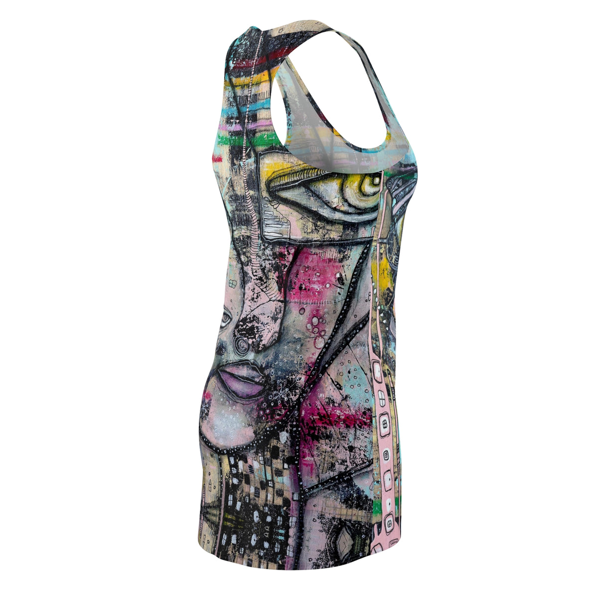 &quot;I can hear you&quot; Original Art Goth Maximalist Fashion Racerback Dress
