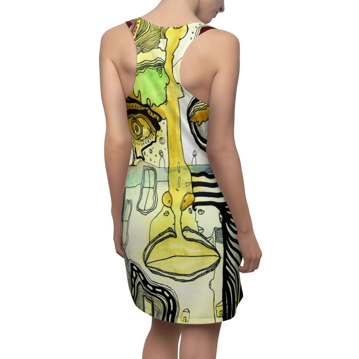 &quot;Half Full&quot; Trippy Racerback Mini Dress Maximalist Fashion