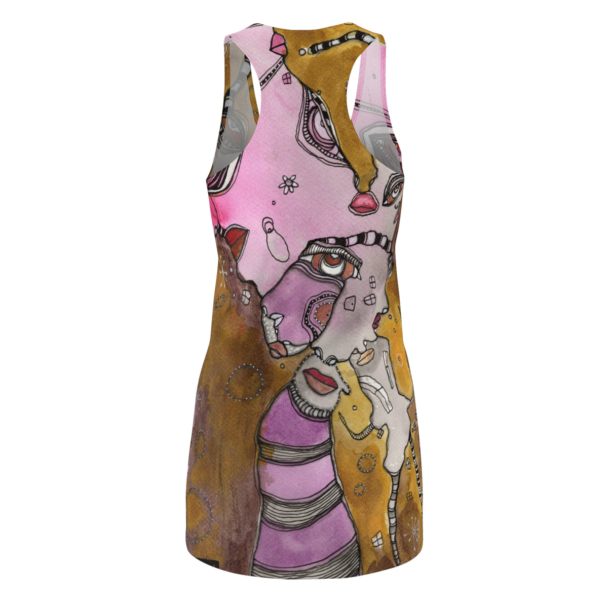 Racerback Dress, Colorful Mini Above the Knee Unique Original Art Fashion Women's Clothing, Tank Designer Fashion, Bizarre Weird Dress