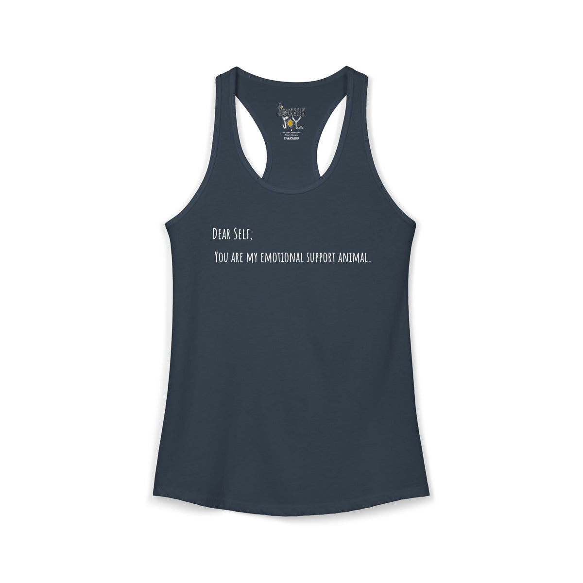 Dear Self Emotional Support Animal racerback tank by C.Cambrea, side view