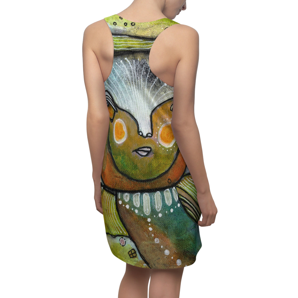 Fun Colorful Dress Racerback Mini Tank Sexy Above the Knee Unique Original Art Womens Clothing Artsy Designer Fashion