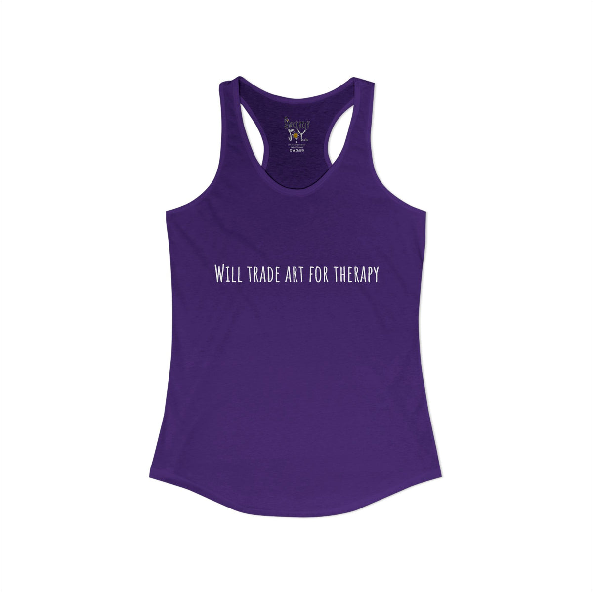 Will Trade Art For Therapy racerback tank by C.Cambrea, folded product display