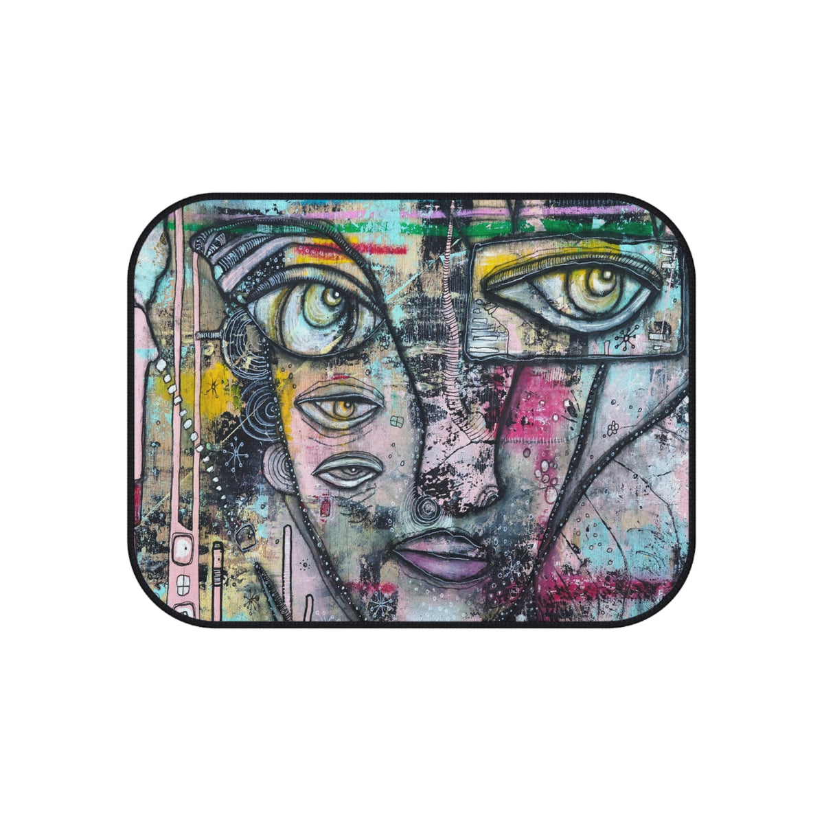 &quot;I Can Hear You&quot; Set of 4 Car Floor Mats Original Maximalist Artwork