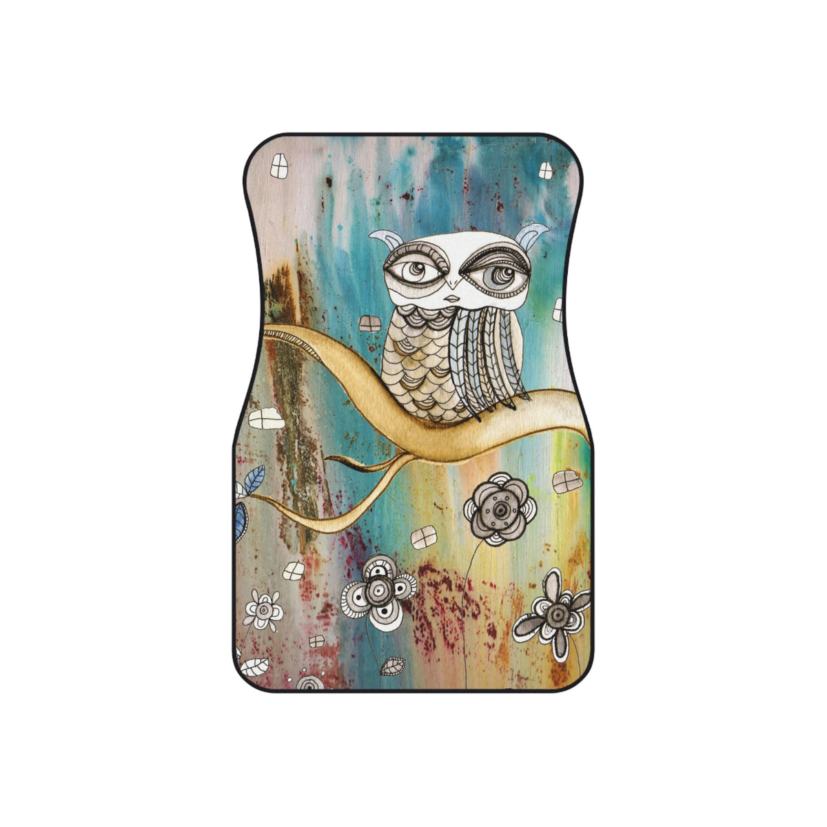 &quot;Surreal Owl I&quot; Owl Boho Car Mats Set of 4