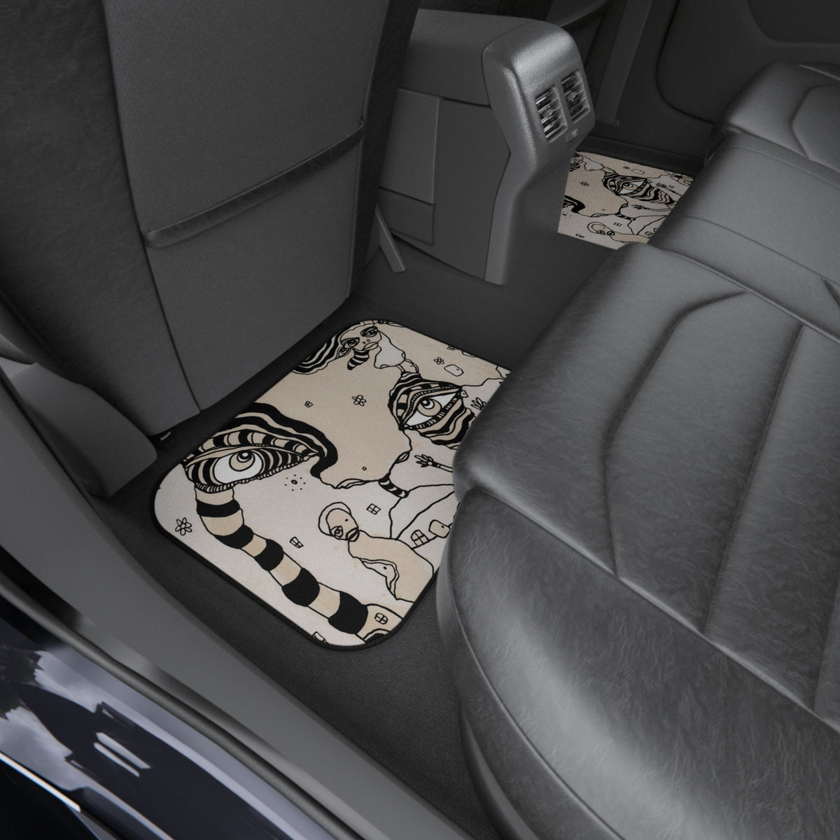 &quot;Stained 01&quot; Car Floor Mats Set of 4 Coffee Stained Art Designer Car Mats