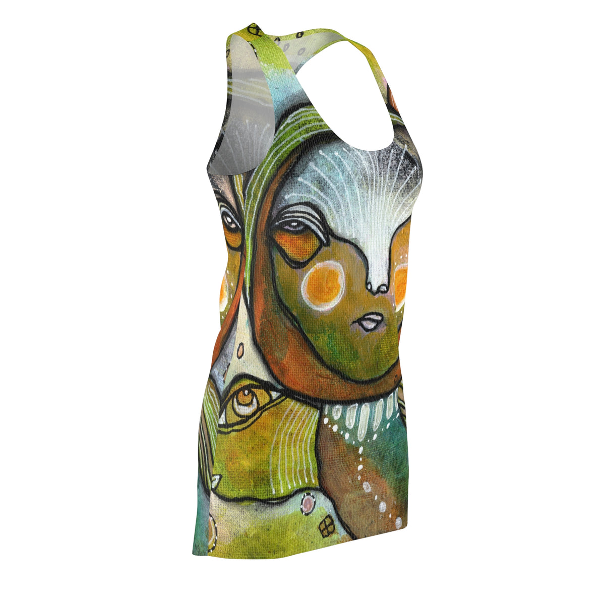 Fun Colorful Dress Racerback Mini Tank Sexy Above the Knee Unique Original Art Womens Clothing Artsy Designer Fashion
