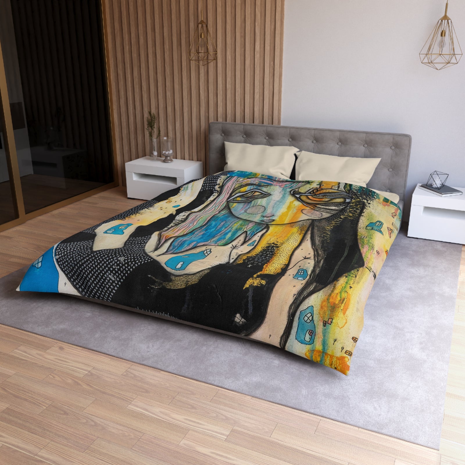 Duvet Cover 'Full of Love' — front view on bed