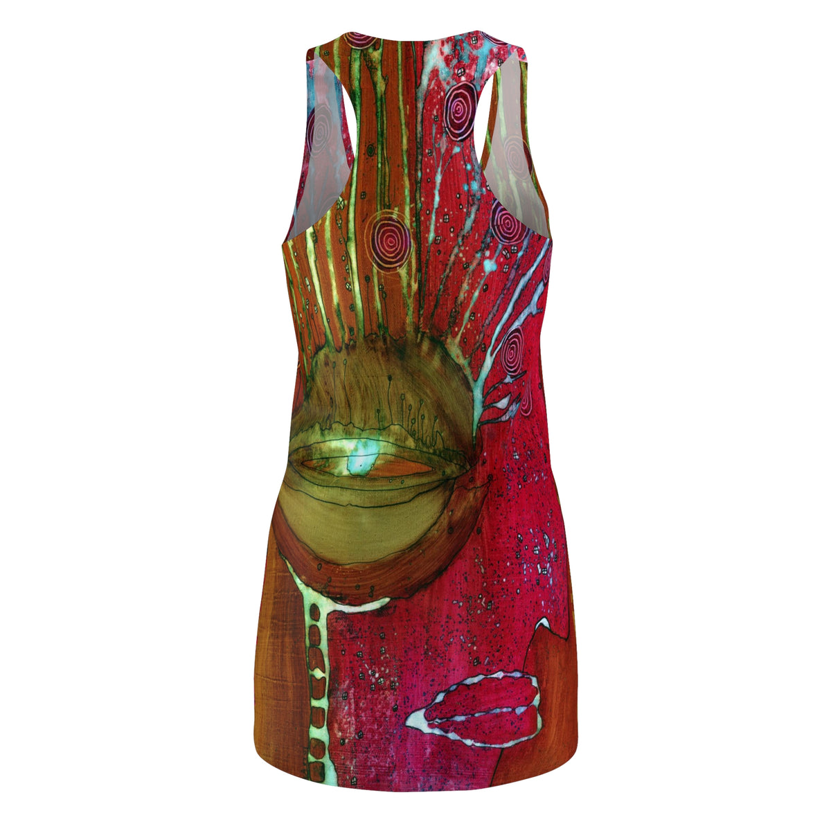 &quot;Garden&quot; Colorful Maximalist Mini Racerback Tank Dress Original Abstract Art