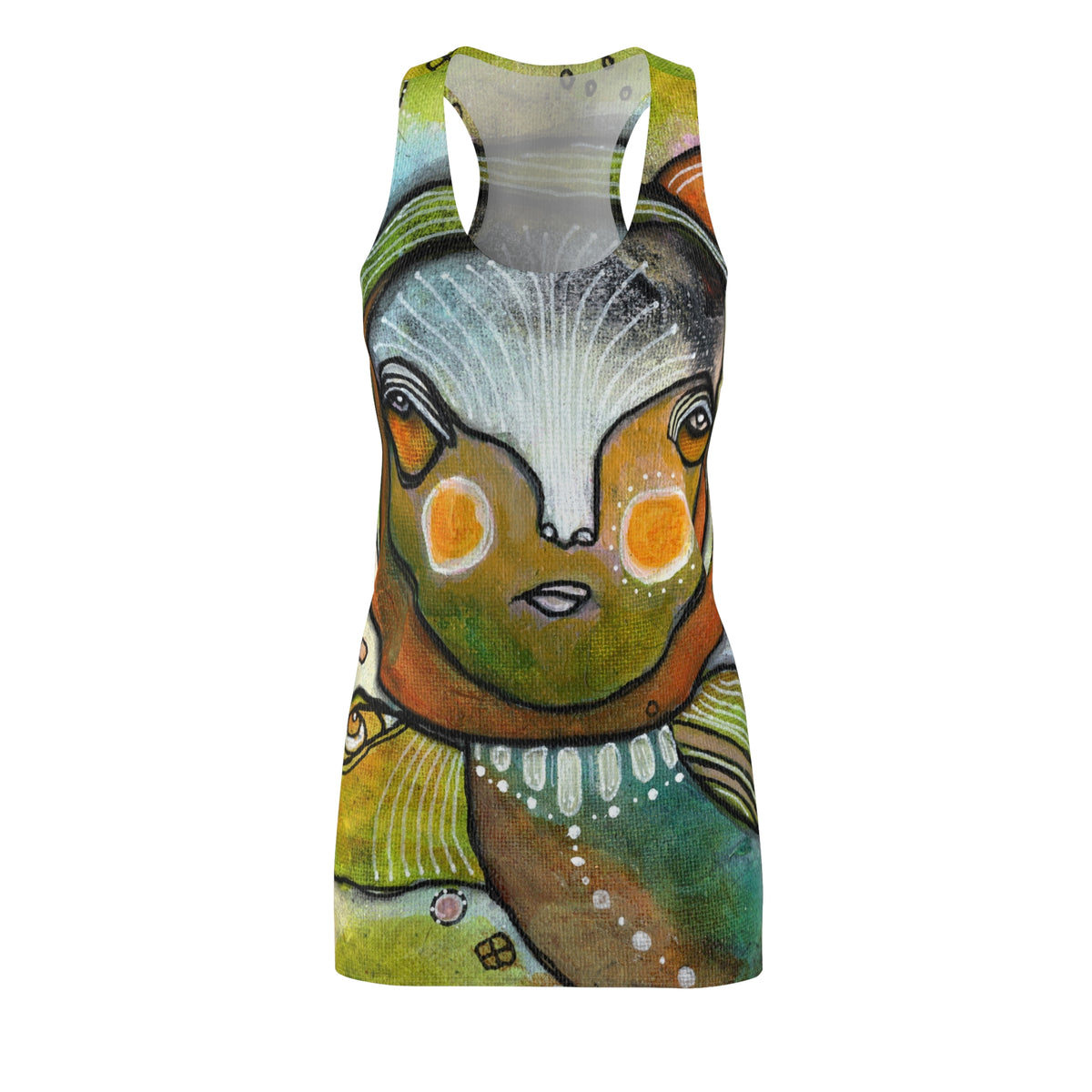 Fun Colorful Dress Racerback Mini Tank Sexy Above the Knee Unique Original Art Womens Clothing Artsy Designer Fashion